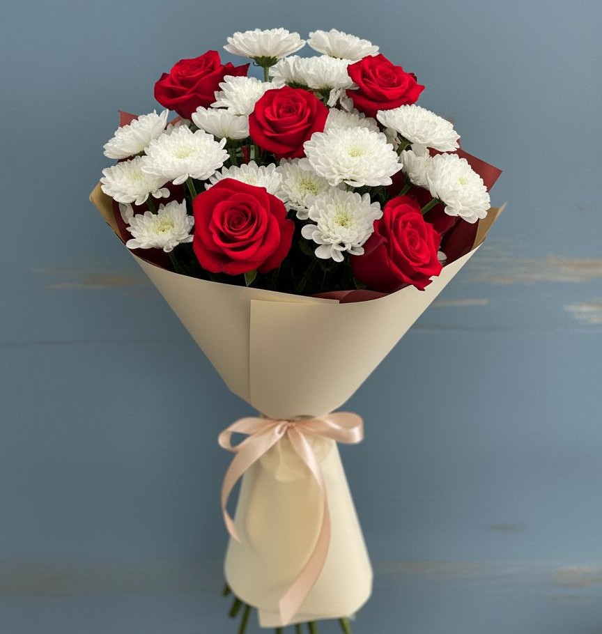 Букет цветов из: Розы и Хризантемы в Жирновске