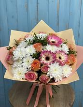 Букет цветов из:  Розы, Герберы и Хризантемы #REPLACE_PRED# Жирновске