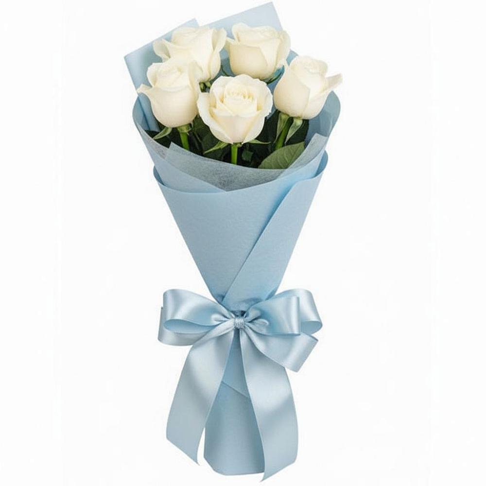 Букет 5 Белых роз Проуд в Жирновске