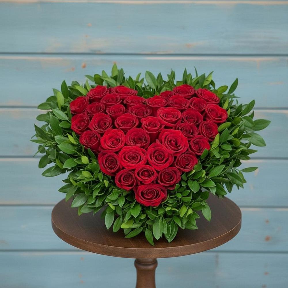 Цветочная композиция из Розы в виде сердца в Жирновске