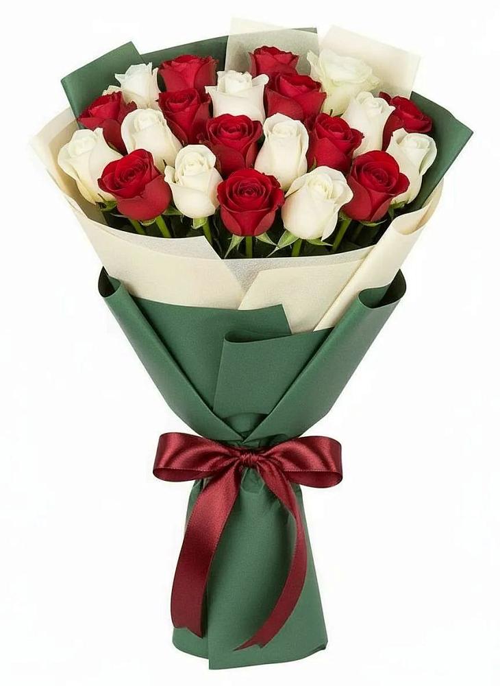 Букет Микс из красных и белых роз в Жирновске