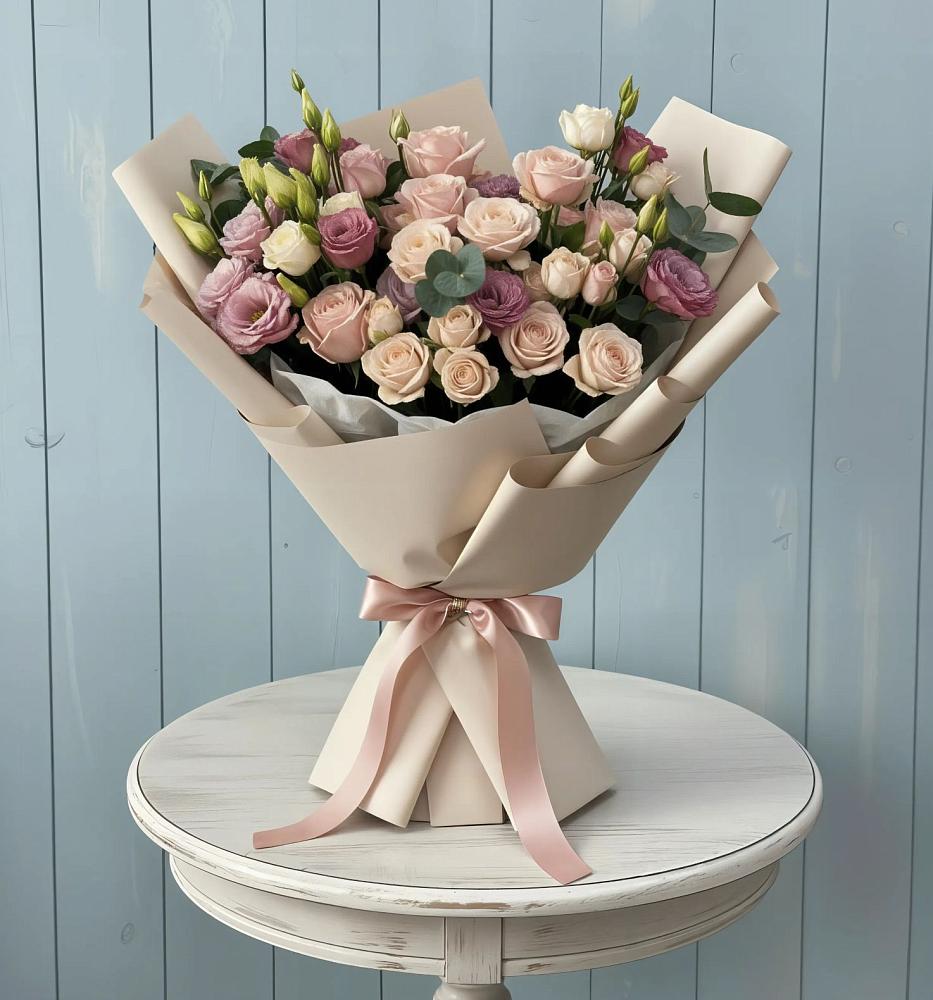 Букет цветов из: Розы и Лизиантусы в Жирновске