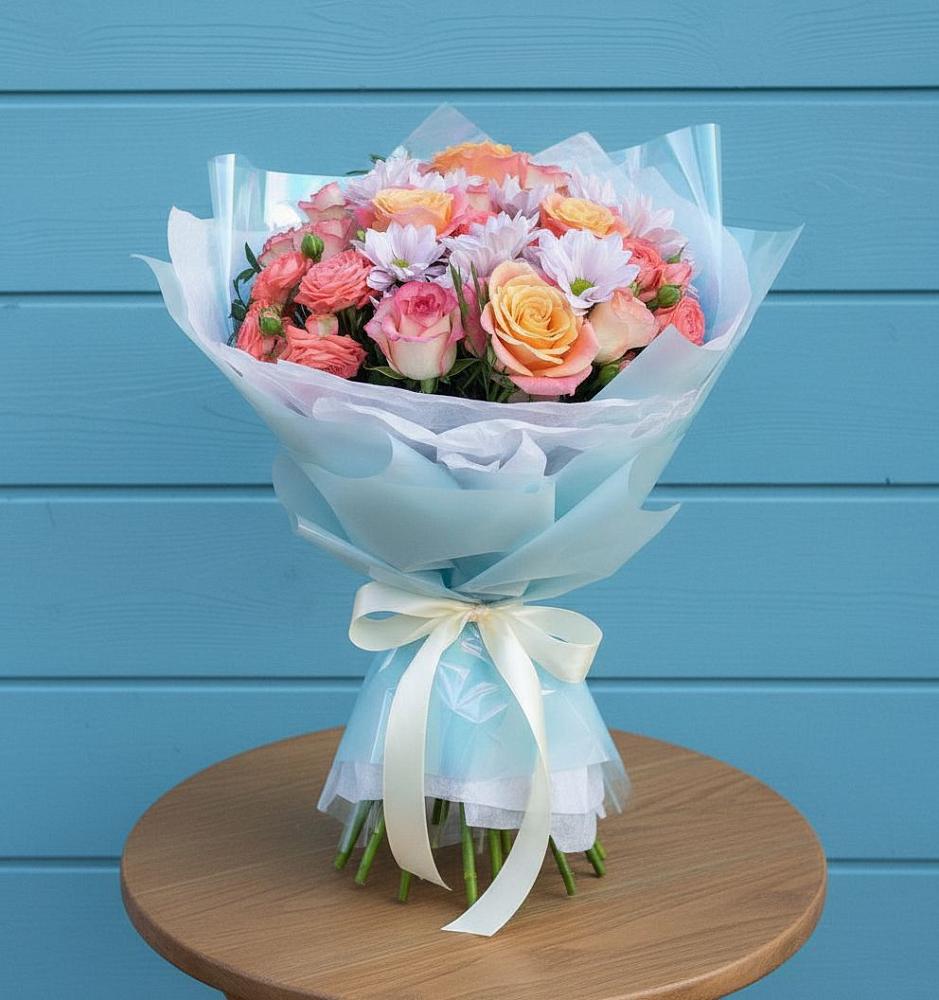 Букет цветов из: Хризантемы и Розы в Жирновске